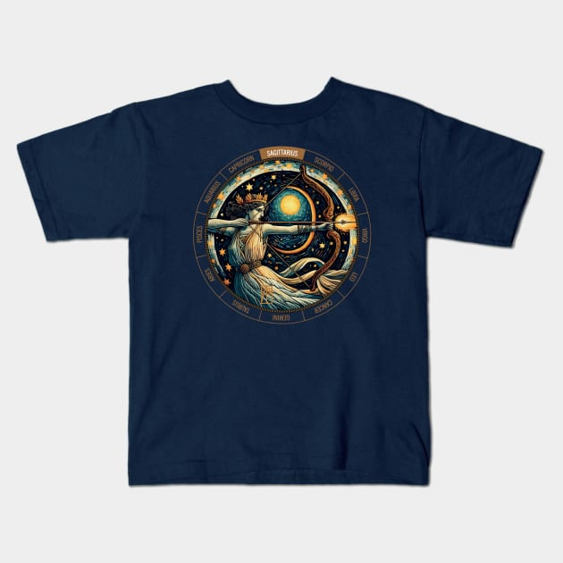 ZODIAC Sagittarius - Astrological SAGITTARIUS - SAGITTARIUS - ZODIAC sign - Van Gogh style - 10 Kids T-Shirt by ArtProjectShop